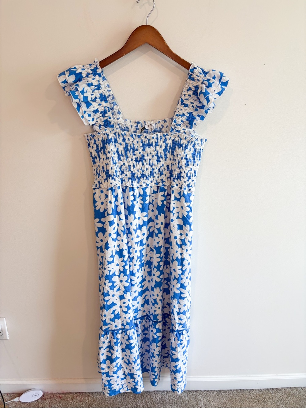 THML Blue and White Floral Smocked Dress Size XL